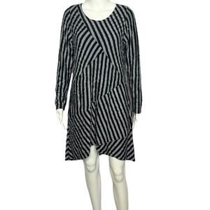 Lisa Bayne gray black striped cotton jersey dress Size Small